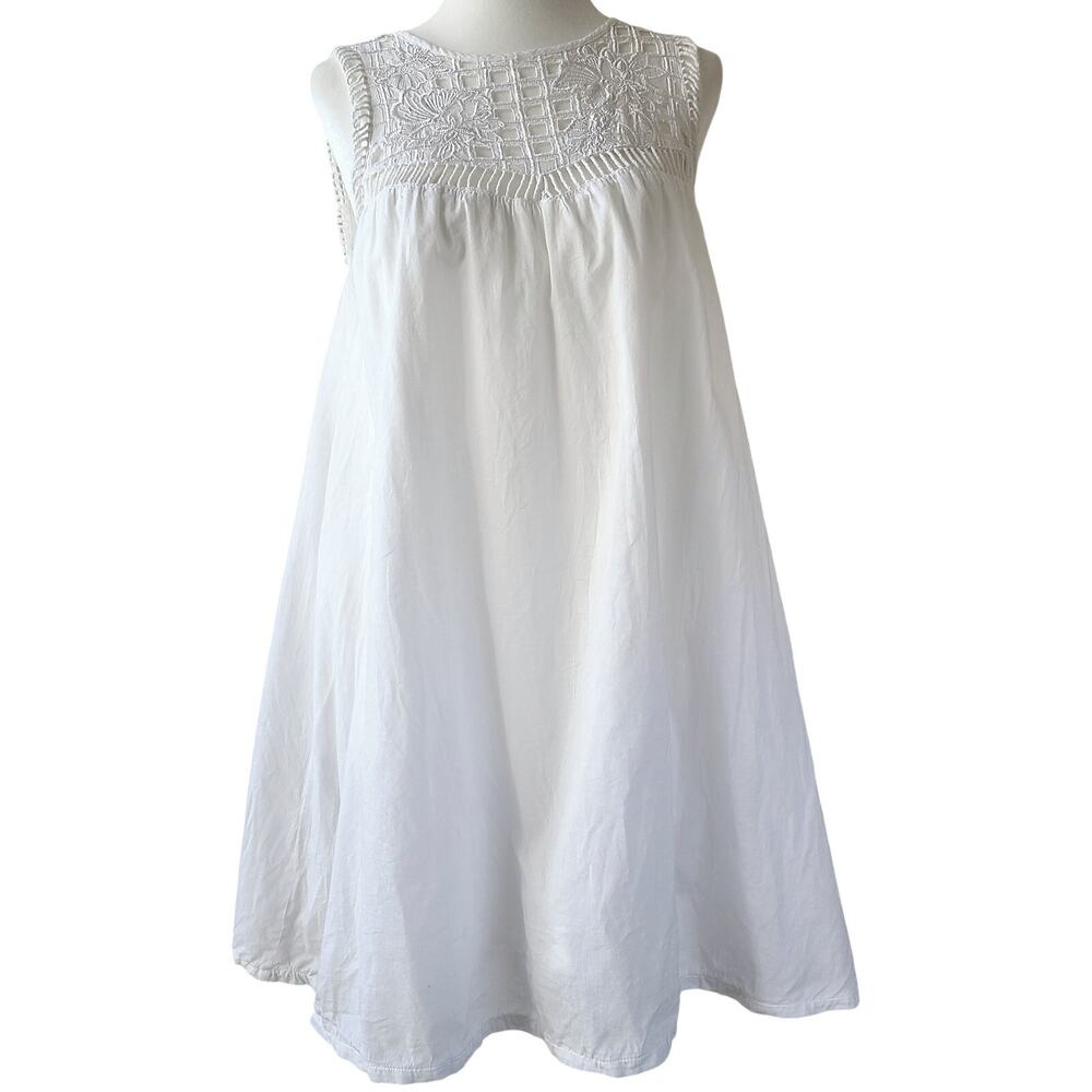 Tularosa White Cotton Eyelet Lace Mini Tent Summer Dress Womens Size Small